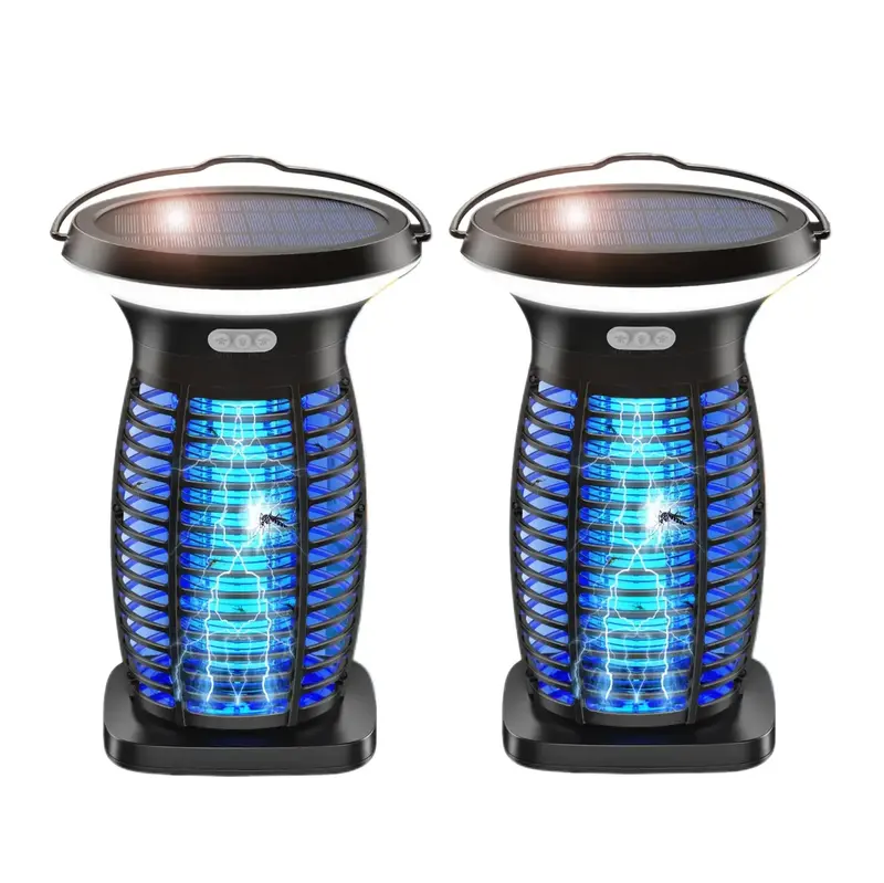Solar Bug Zapper, 3-in-1 Mosquito Zapper with Camping Lantern, Cordless Bug Zapper for Outdoor and Indoor, Battery Powered Fl...