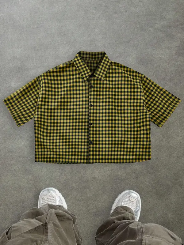 Men's Regular Fit Plaid Print Short Sleeve Shirt, Casual Street Comfy Top for Summer, Fashion Men's Clothes for Daily Wear