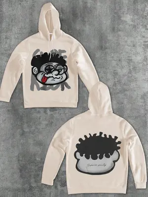 Men's Cartoon Face Print Hoodie, Casual Fashion Drawstring Long Sleeve Hooded Sweatshirt for Daily Holiday Outdoor Wear, Men ...