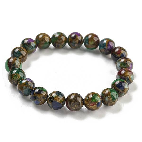 Round Synthetic Gold Clinquant Stone Stretch Bracekets