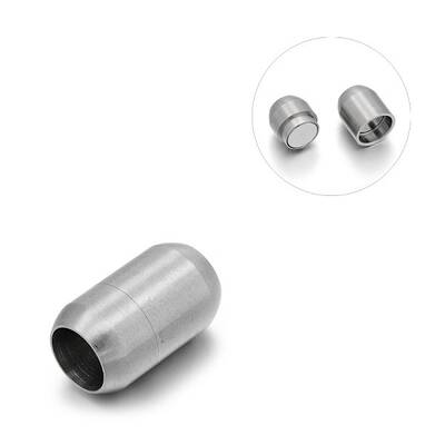 Tarnish Resistant Matte 304 Stainless Steel Barrel Magnetic Clasps with Glue-in Ends