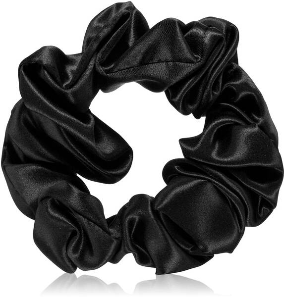 Crystallove Silk Scrunchie Elastic Silk Hair Band Black