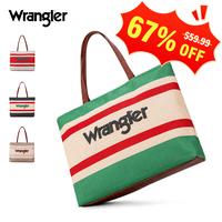 Wrangler Oversized Trendy Embroidery Tote Bag with Top Zipper, Casual Versatile Handbag Shoulder Purse for Women, Daily Use, ...