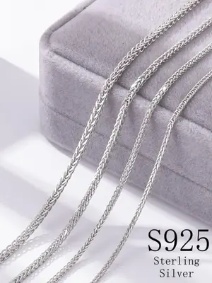925 Sterling Silver Women's Simple Style Plain Color Necklace, Casual Trendy Chain Necklace, Fashionable Jewelry for Party & ...