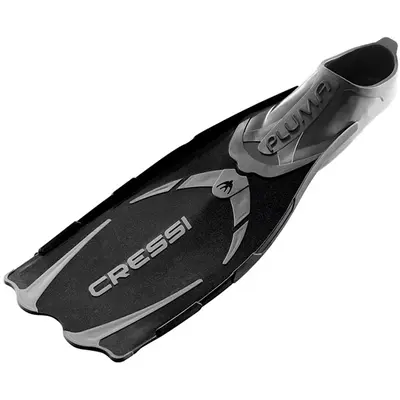 Open Box Cressi Pluma Full Foot Fins-Black / Silver 11-12 Men's 12-13 Women's