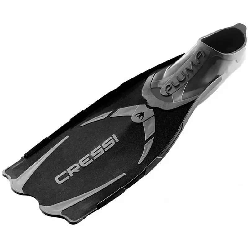 Open Box Cressi Pluma Full Foot Fins-Black / Silver 11-12 Men's 12-13 Women's