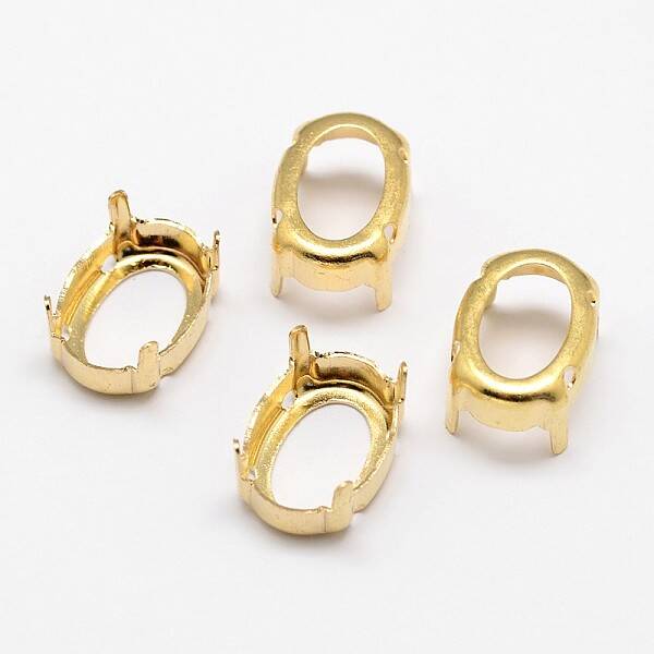 Oval Brass Sew on Prong Settings