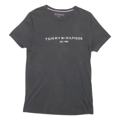 TOMMY HILFIGER Womens T-Shirt Black Crew Neck M