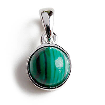 Rhodium Plated 925 Sterling Silver Pave Synthetic Malachite Half Round Charms