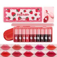Long-lasting Lip Gloss Set, 10pcs/set Strawberry Glossy Lip Stick, Moisturizing Lip Gloss Elegant Hydrating Cosmetic for Make...