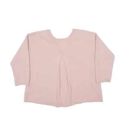 MALENE BIRGER Pleated Jumper Pink Tight Knit Wool V-Neck Womens XXS