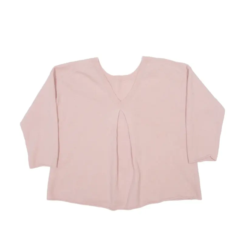 MALENE BIRGER Pleated Jumper Pink Tight Knit Wool V-Neck Womens XXS