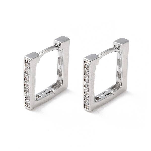 Brass Micro Pave Cubic Zirconia Hoop Earrings
