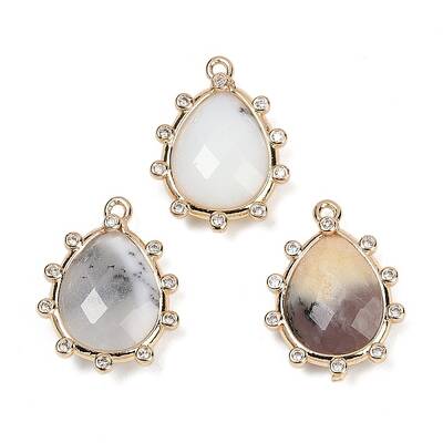 Natural White African Opal Faceted Pendants