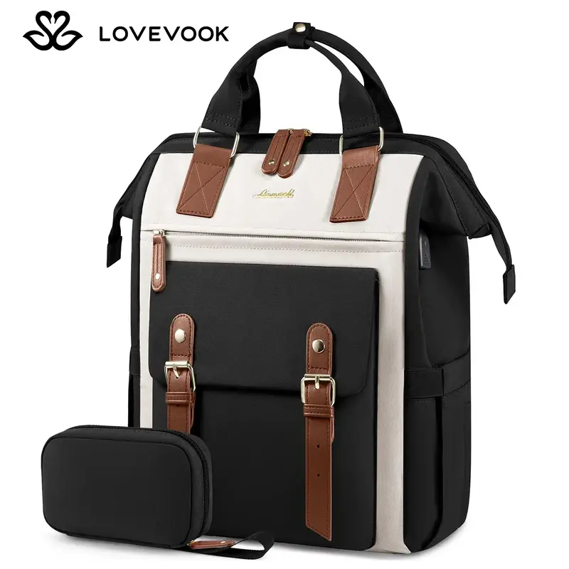 LOVEVOOK Fall Laptop Backpack with USB Port and Small Bag for Women -Spring Glow Up Stylish Work Bag for Teacher, Nurse, Trav...