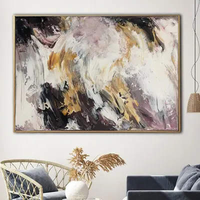 Modern Oil Painting Neutral Wall Art Pour Painting on Canvas Marble Wall Art Abstract Expressionism Painting Hand Painted Art...