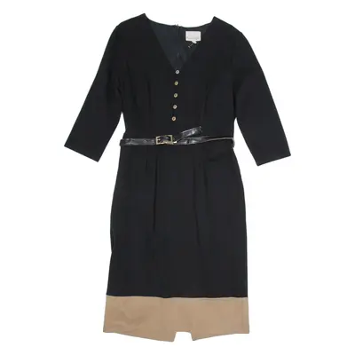 PHASE EIGHT Womens Pencil Dress Black Viscose Long Sleeve Midi UK 12