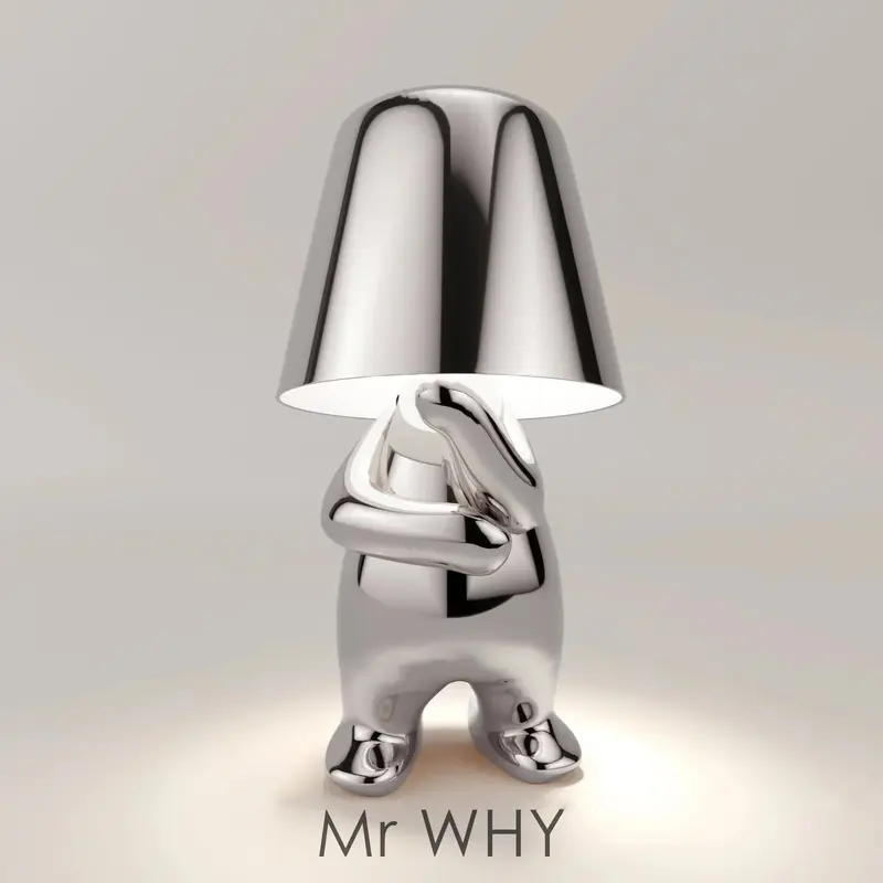 Thinker Small Gold Statue Desk Lamp USB Charging Decorative Table Lamp Touch Atmosphere | format: 805 Silver