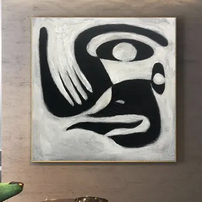 Abstract Face Painting Figurative Art Abstract Black and White Artwork Personalized Painting Wall Art Contemporary Art Bedroo...