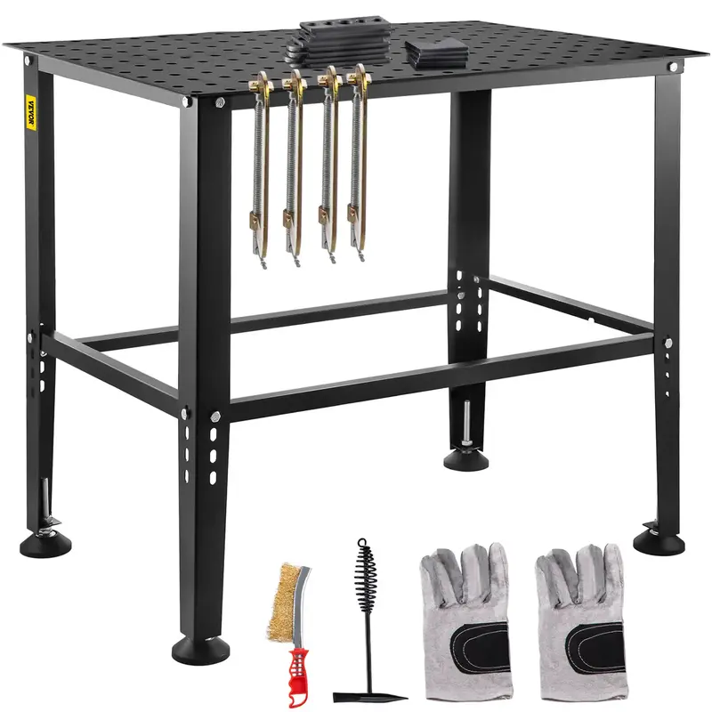 VEVOR Welding Table, 36 x 24 Steel Welding Workbench Table, 0.12-inch Thick Industrial Workbench, 600lb Loading Capacity ...