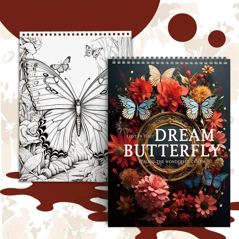 Fantasy Butterfly Theme Coloring Painting, 1 Count 11.22 X 8.27 Inches, Beautiful Designs Of Butterflies and Flowers, Perfect...