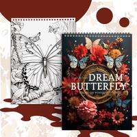 Fantasy Butterfly Theme Coloring Painting, 1 Count 11.22 X 8.27 Inches, Beautiful Designs Of Butterflies and Flowers, Handmad...
