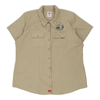 Dickies Short Sleeve Shirt - 2XL Beige Polyester Blend