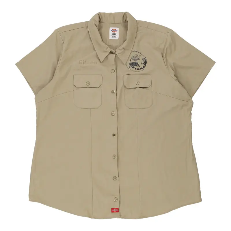 Dickies Short Sleeve Shirt - 2XL Beige Polyester Blend