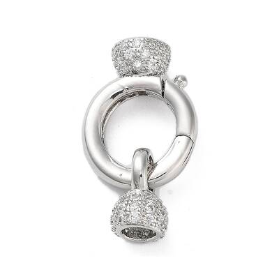 Rack Plating Brass Micro Pave Cubic Zirconia Fold Over Clasps