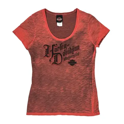 Harley Davidson V-Neck T-Shirt - Large Red Cotton