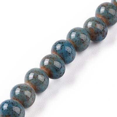 Handmade Fancy Antique Glazed Porcelain Ceramic Round Beads Strands