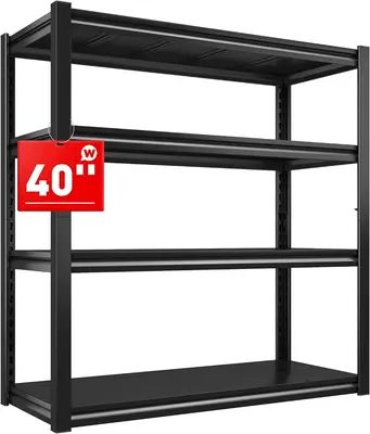 Raybee Furniture Garage Storage Shevles Heavy Duty Shelving, Adjustable 4 Tier Metal Shelving, Industrial Storage Rack, 40\
