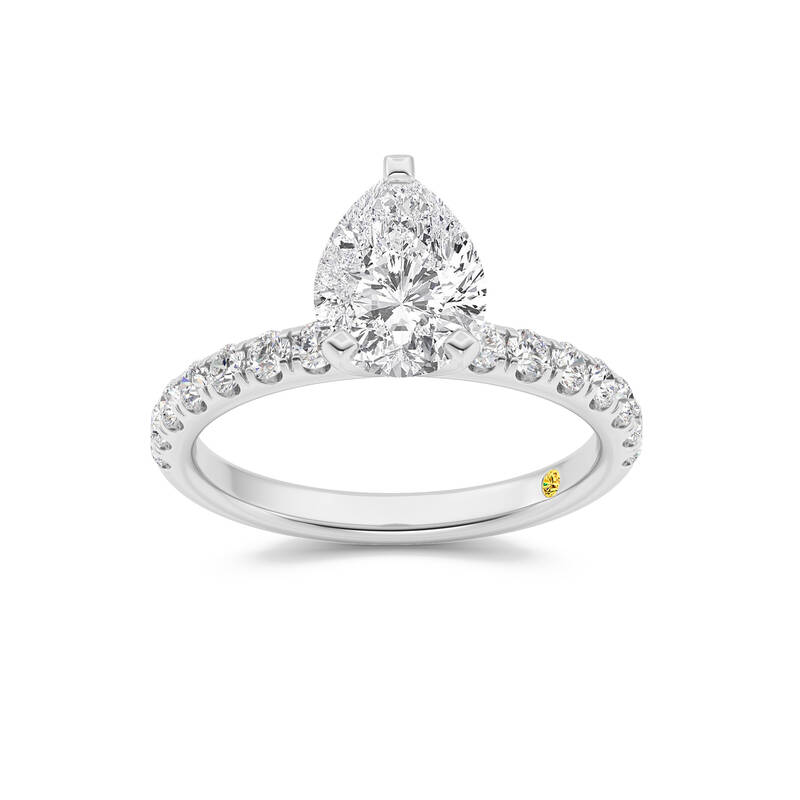 Maya Scalloped Pavé Half Coverage Pear Shape Lab Grown Diamond Engagement Ring | 14K White Gold 3 1/4 CT. TW.