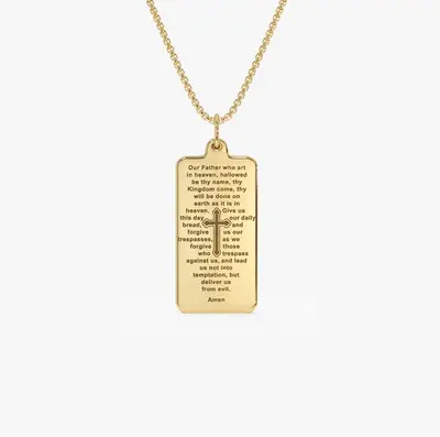 14K Lord’s Prayer Tag Pendant