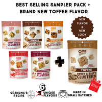 Chunk Nibbles Snack Clusters Sampler Pack - 6 Bags w/ New TOFFEE Flavor - TOFFEE - Vanilla - PB Chocolate - Smores - Strawber...