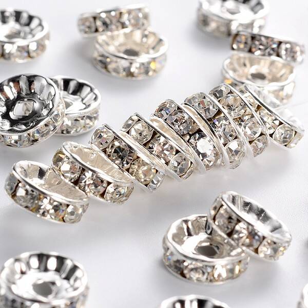 Brass Grade A Rhinestone Spacer Beads