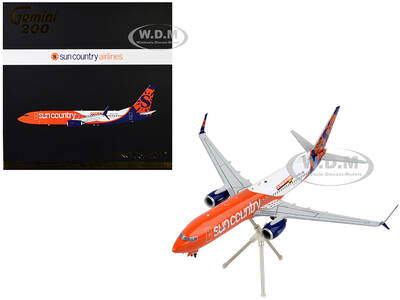 Boeing 737-800 Commercial Aircraft Sun Country Airlines Orange and White Gemini 200 Series 1/200 Diecast Model Airpla...