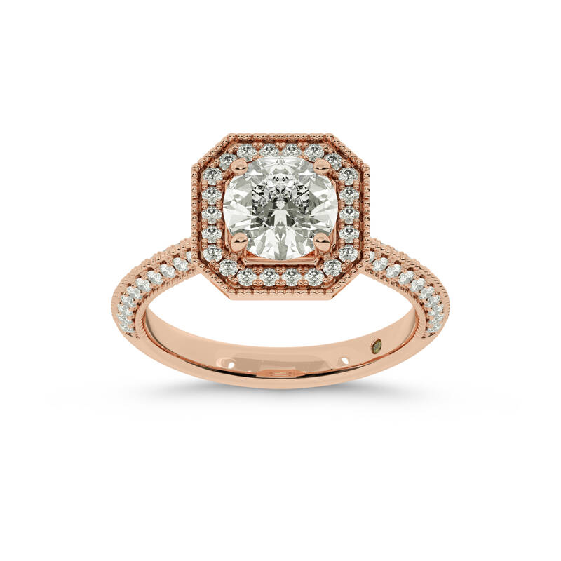 Shyne Octagonal Halo Round Lab Grown Diamond Engagement Ring | 18K Rose Gold 4 5/8 CT. TW.