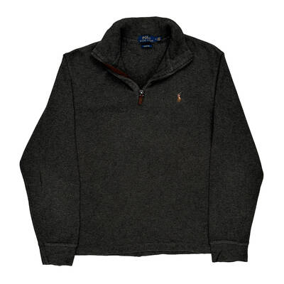 Ralph Lauren 1/4 Zip - Medium Grey Cotton Blend