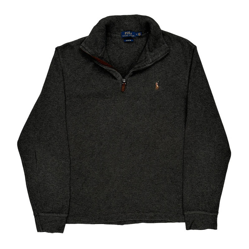 Ralph Lauren 1/4 Zip - Medium Grey Cotton Blend