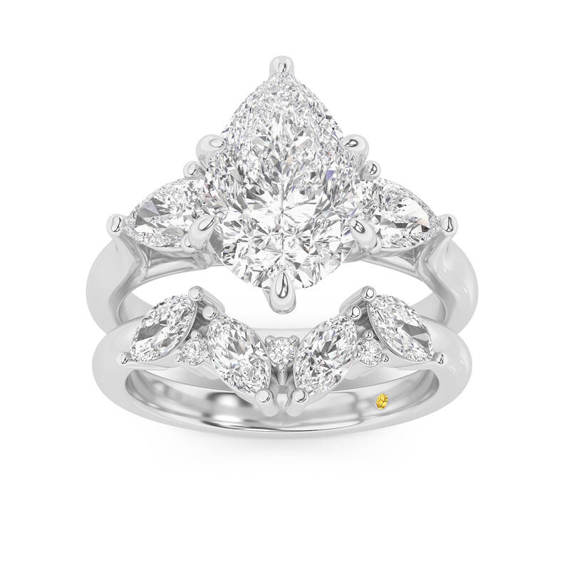 Lumina Lab Grown Pear Shaped Diamond Engagement Ring with the Annabella Wedding Band | 14K White Gold 4 ct. tw.