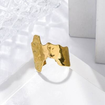 Irregular 304 Stainless Steel Open Cuff Rings for Women