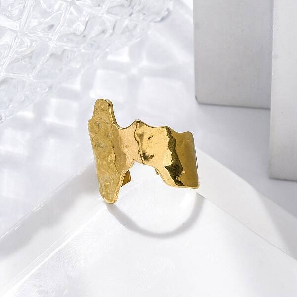 Irregular 304 Stainless Steel Open Cuff Rings for Women