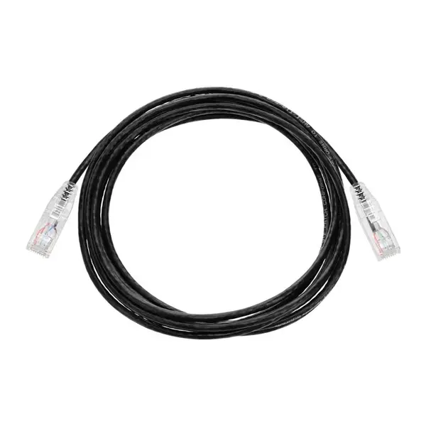 13542 Monoprice Cat6 Component Level Ethernet Cable SlimRun Pure Bare Copper UTP 28AWG 550MHz Snagless RJ45 10ft Black