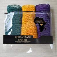 3 Piece African Exfoliating Net Sponge Bundle, Ethically Sourced from Nigeria Bath Sponge