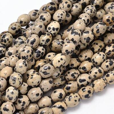 Oval Natural Dalmatian Jasper Bead Strands
