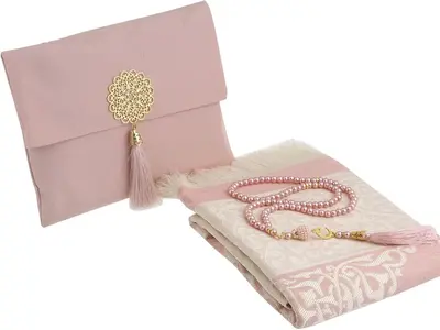 Muslim Prayer Rug with Tasbih and Portable Bag, Muslim Gift for Women Men, Mubarak Islamic Box, Soft Mat Islam Gifts Set, Tur...