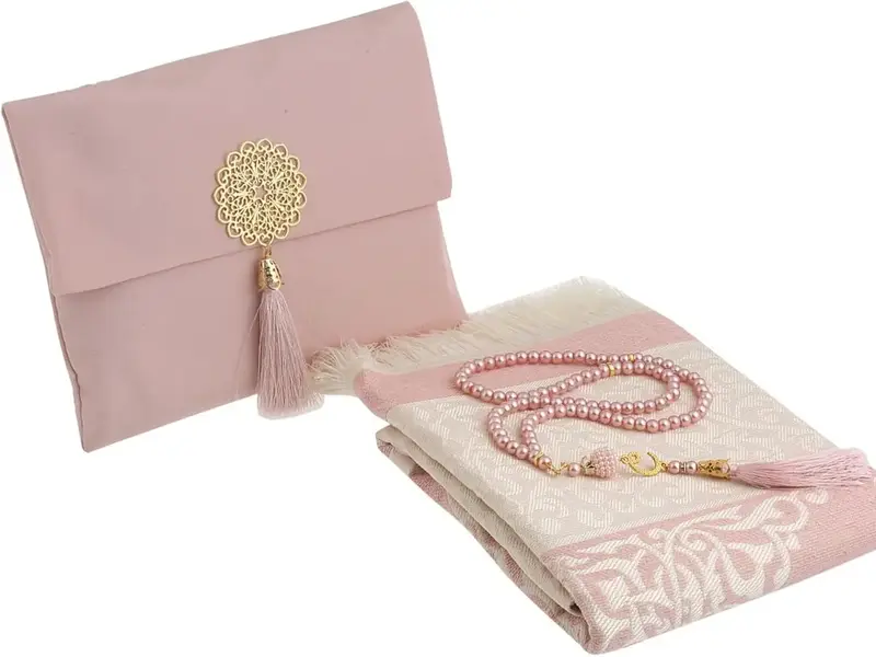 Muslim Prayer Rug with Tasbih and Portable Bag, Muslim Gift for Women Men, Mubarak Islamic Box, Soft Mat Islam Gifts Set, Tur...