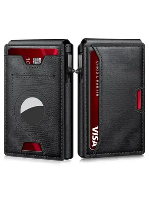 Men's Business Style Plain Card Holder, 1 Count Casual Simple Pop-up Design Rfid Blocking Card Holder, Trendy Ultra-thin Wall...