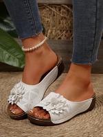 Women's Fashionable Flower Decorated Slip on Sandals, Woman Sandals, Casual Comfortable Platform Sandals for Summer, Lightwei...